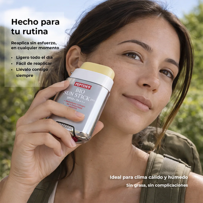 SunStick Pro™ · Protección solar sin grasa, sin brillo… y en segundos.
