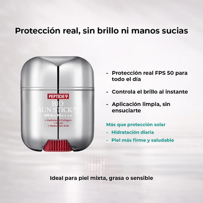 SunStick Pro™ · Protección solar sin grasa, sin brillo… y en segundos.